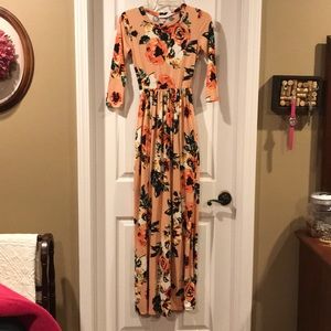 Peach floral maxi dress